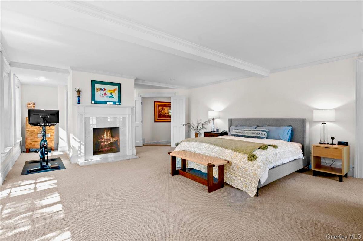 245 River Road Nyack, NY 10960 - Photo 26 of 45 a spacious bedroom with a bed and a fireplace
