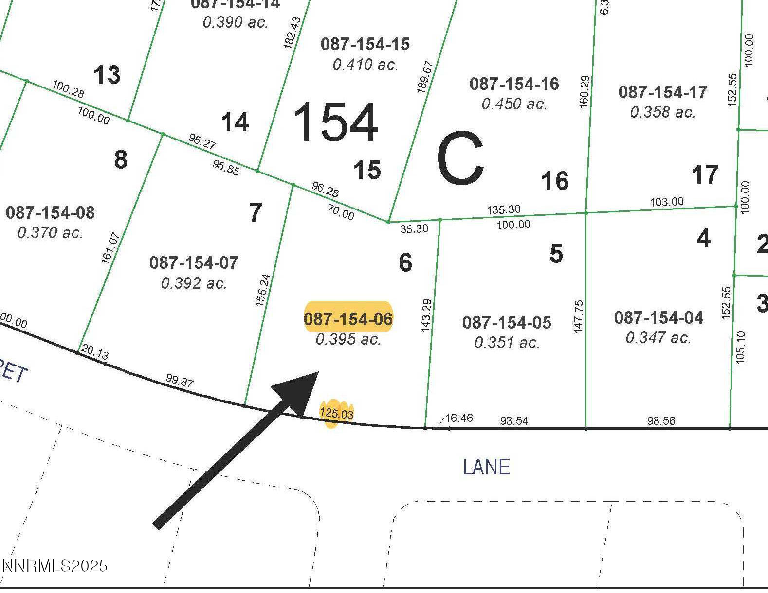 17545 Egret Lane Reno, NV 89508 - Photo 18 of 18 Assessor map_WITH ARROW_zoomed in