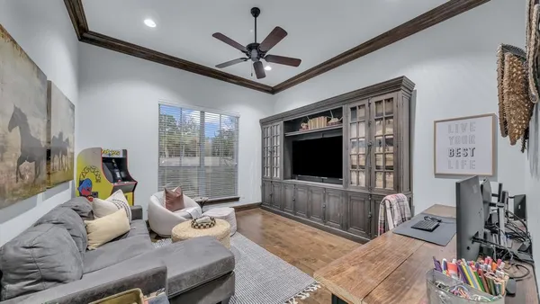 a view of a swimming pool with a patio