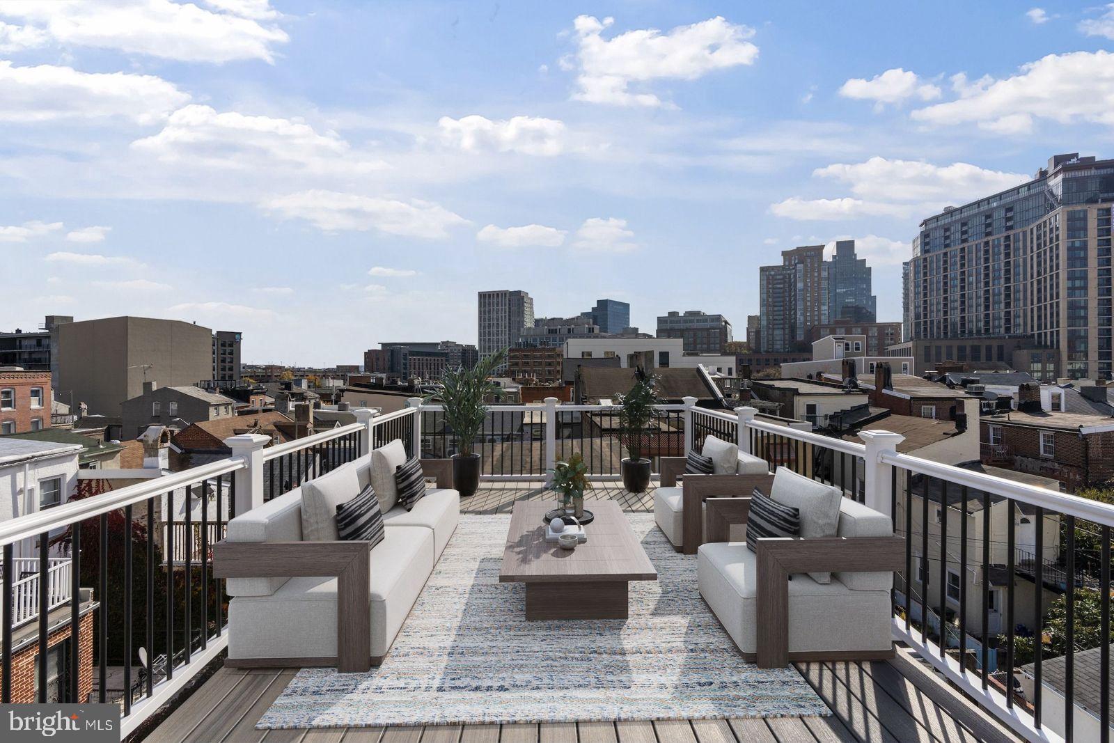 a view of a terrace with chairs