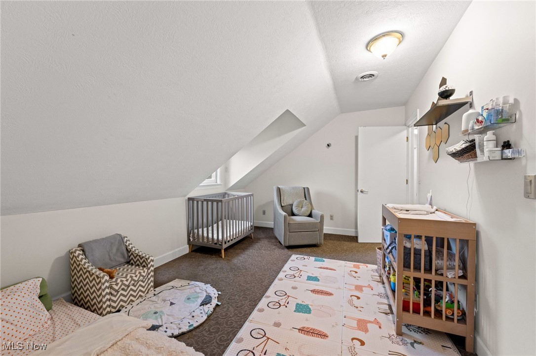 3210 Scranton Road Cleveland, OH 44109 - Photo 32 of 50 Carpeted bedroom with a textured ceiling, vaulted ceiling, and baseboards