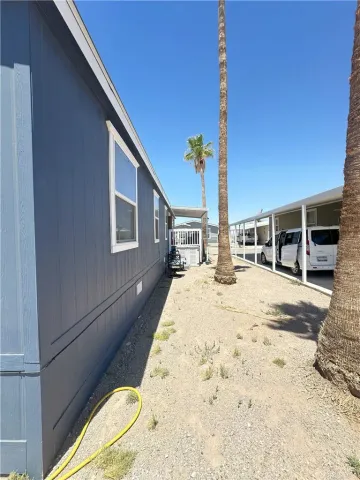a swimming pool with a bench