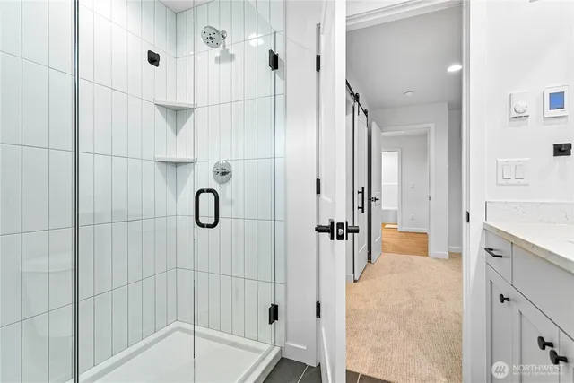 a bathroom with a shower