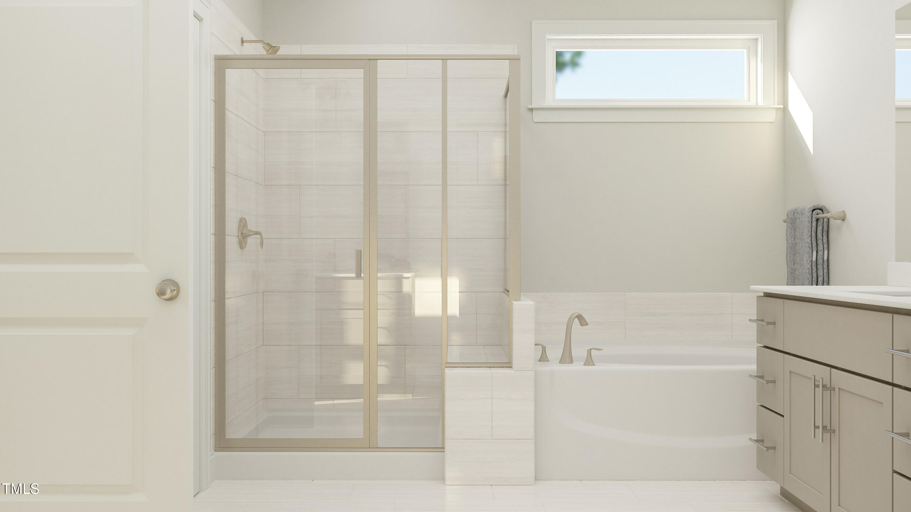 124 Corapeake Way Apex, NC 27539 - Photo 18 of 36 a bathroom with a bathtub and a shower