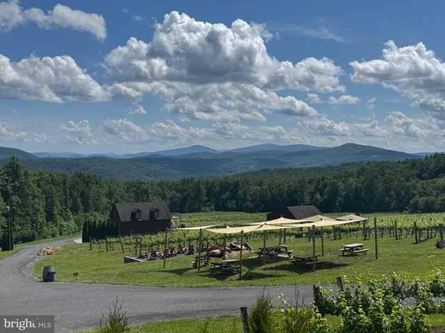 a view of yard and mountain in back
