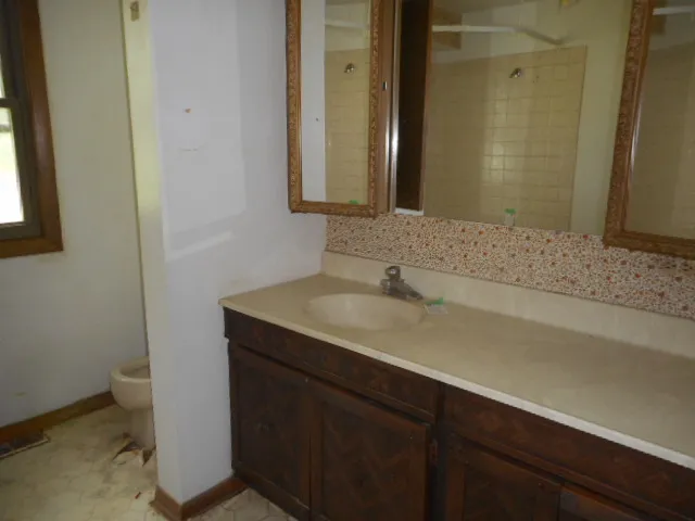 a bathroom with a bathtub