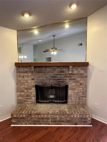 a room with fireplace