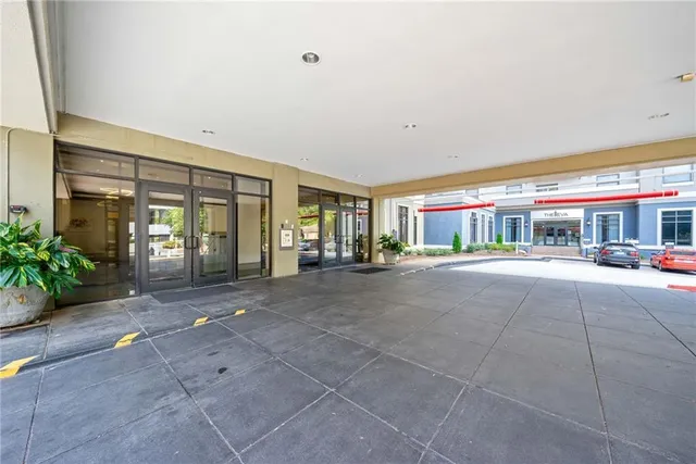 a view of a building with sink and garden
