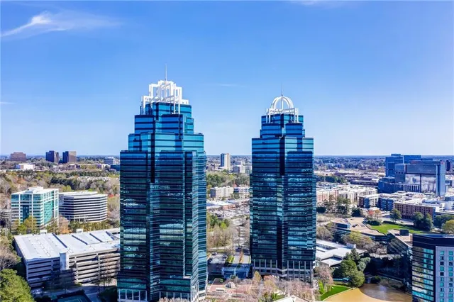 a city view with tall building