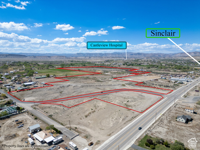 0 See Directions Price, UT 84501 - Photo 6 of 15 Aerial overview of property's location featuring a mountainous background and property boundaries highlighted