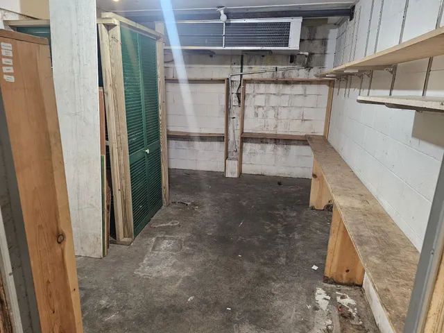 a view of a room with stairs