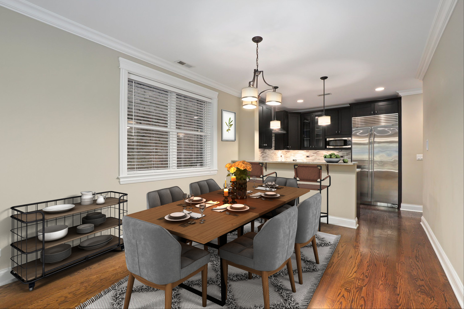 3549 North Reta Avenue, Unit 2 Chicago, IL 60657 - Photo 10 of 30 a kitchen with a table chairs stove and microwave