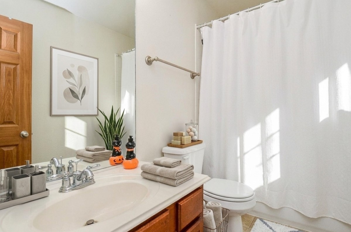 19802 Shavon Springs Drive Spring, TX 77388 - Photo 25 of 30 Charming bathroom with natural light, featuring a sleek vanity, tasteful decor, and a relaxing ambiance. Virtually staged