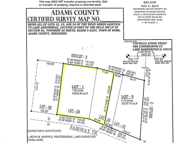$28,000 | 1172 Fairway Trail, Nekoosa, WI 54457