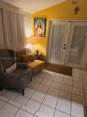 a living room with furniture