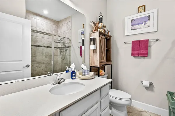 a view of a lake with a big yard