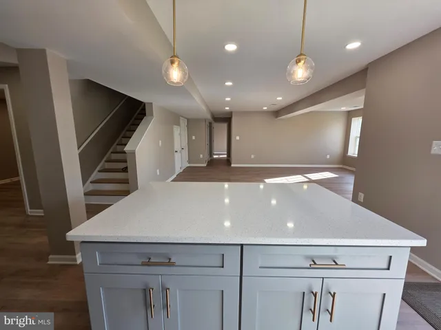 a view of dinning room with wooden floor