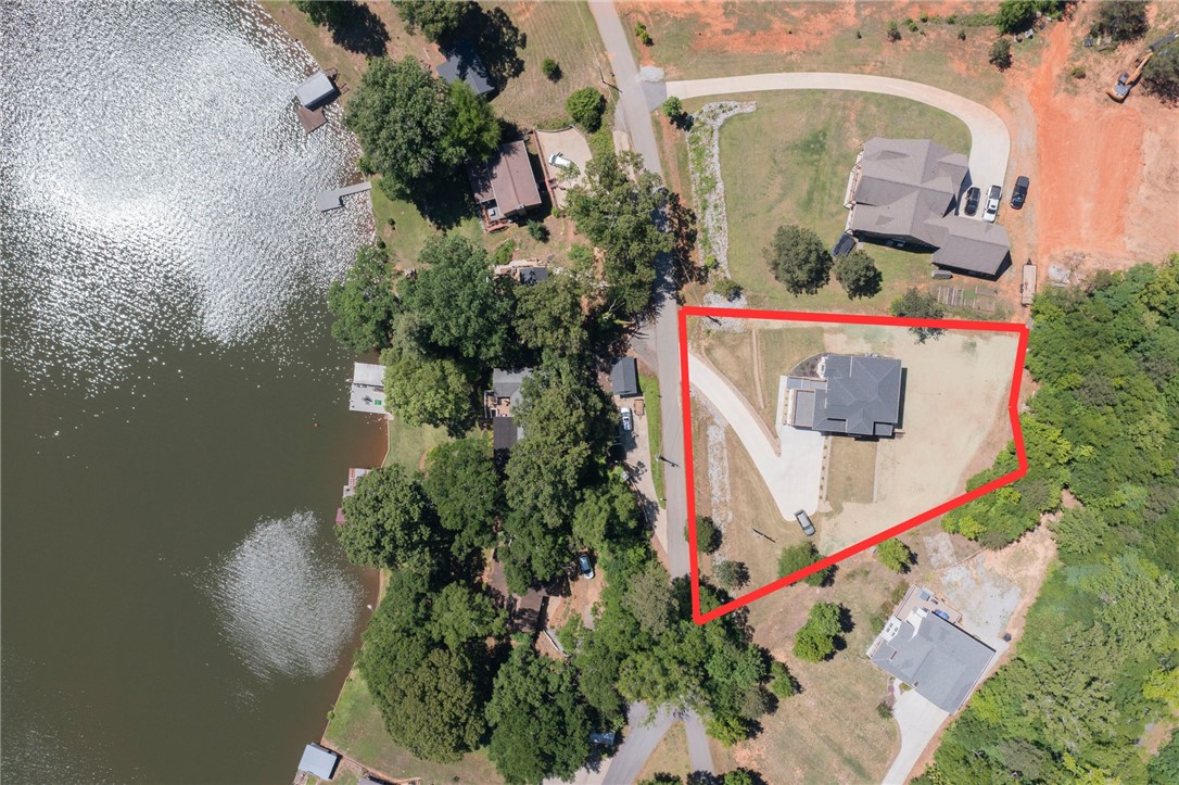 230 Hammond Circle Anderson, SC 29621 - Photo 47 of 48 This overhead perspective captures the serene lakefront property with a private dock.