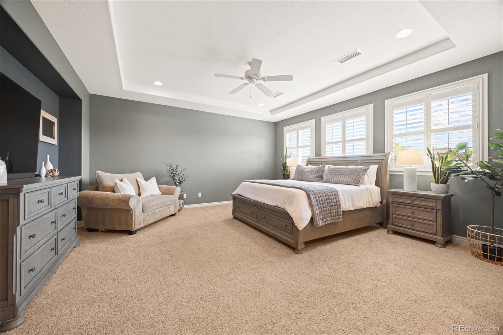 10466 Marigold Court Highlands Ranch, CO 80126 - Photo 16 of 50 a bedroom with bed couch and window