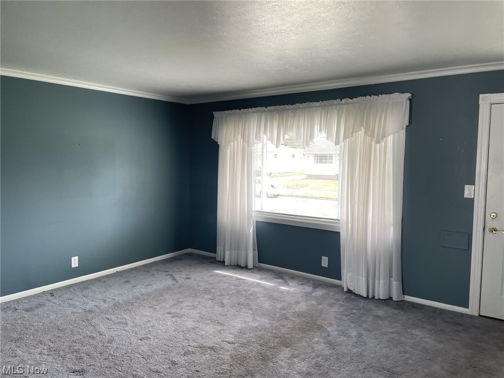 30113 Vineyard Road Willowick, OH 44095 - Photo 4 of 7 Carpeted empty room with a textured ceiling and ornamental molding