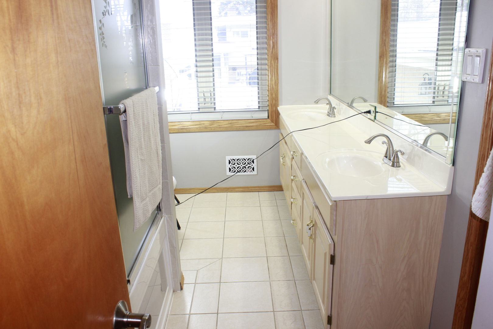 5639 Manor Lane Chicago, IL 60631 - Photo 20 of 29 a bathroom with a sink a mirror and a shower
