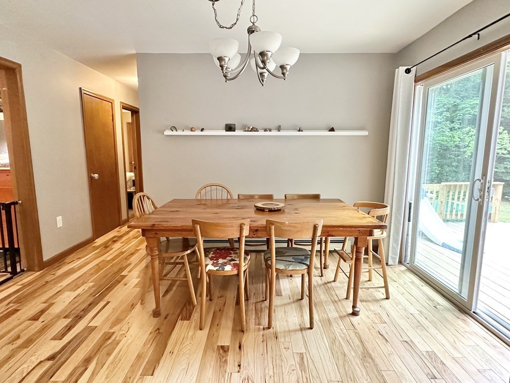1388 Westhampton Road Northampton, MA 01062 - Photo 6 of 28 a dining room with wooden floor and a floor to ceiling window