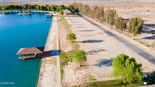 a view of a lake with beach