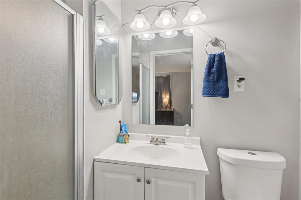 7102 Cherry Laurel Drive Port Richey, FL 34668 - Photo 19 of 39 a bathroom with a sink a toilet and a mirror