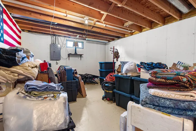 a storage room with furniture