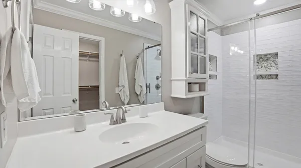 a bathroom with a shower