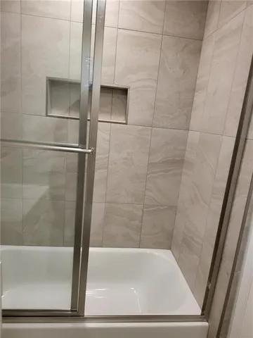 a bathroom with a bathtub
