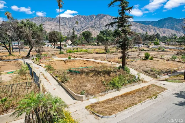a view of a yard with an umbrella