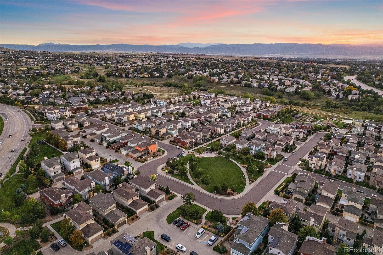 9717 Dunning Circle Highlands Ranch, CO 80126 - Photo 35 of 38 an aerial view of residential houses with outdoor space