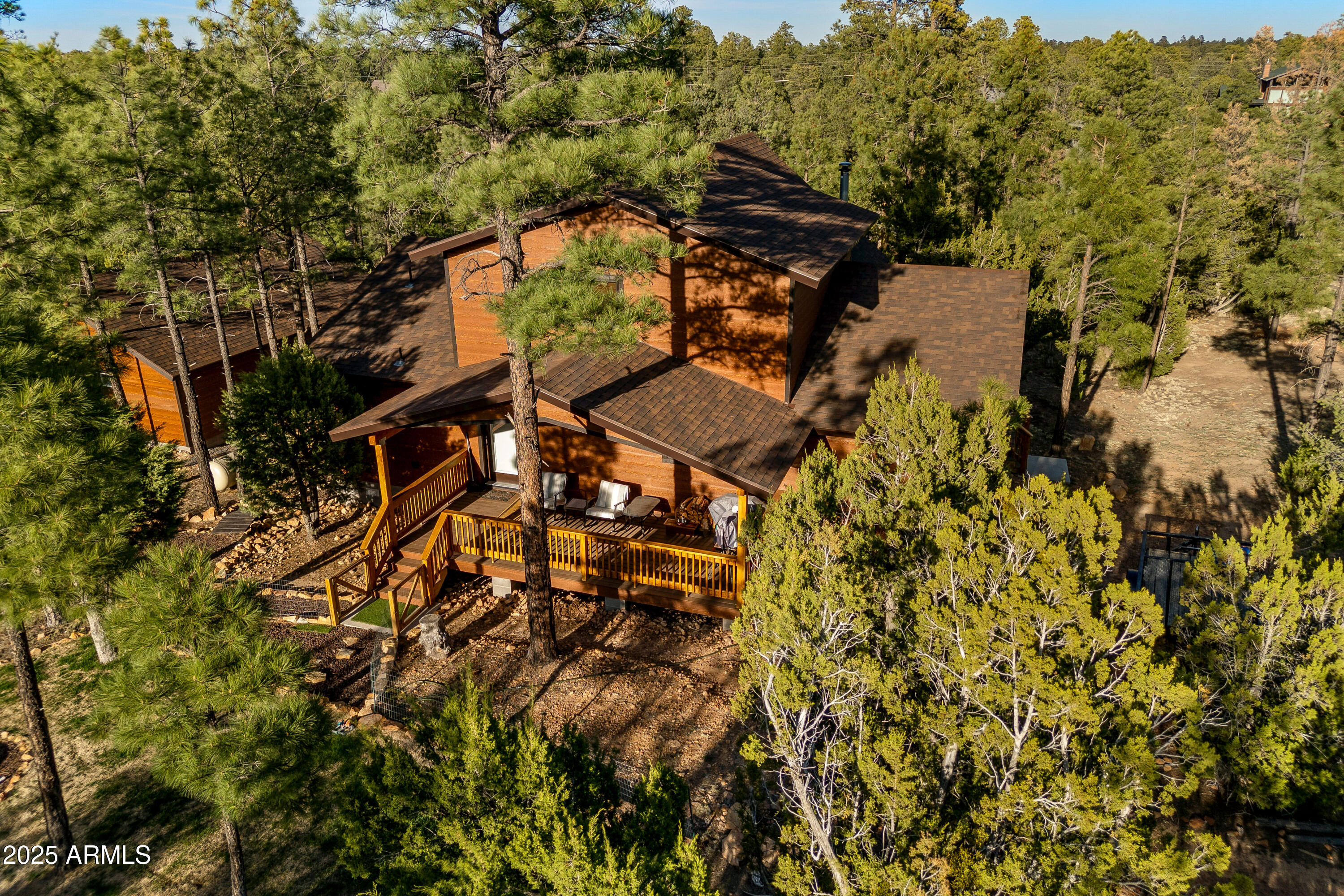 3334 Sawmill Ridge Loop Heber, AZ 85928 - Photo 40 of 58 a backyard of a house with large trees and plants