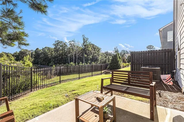 a view of a bench in the roof deck