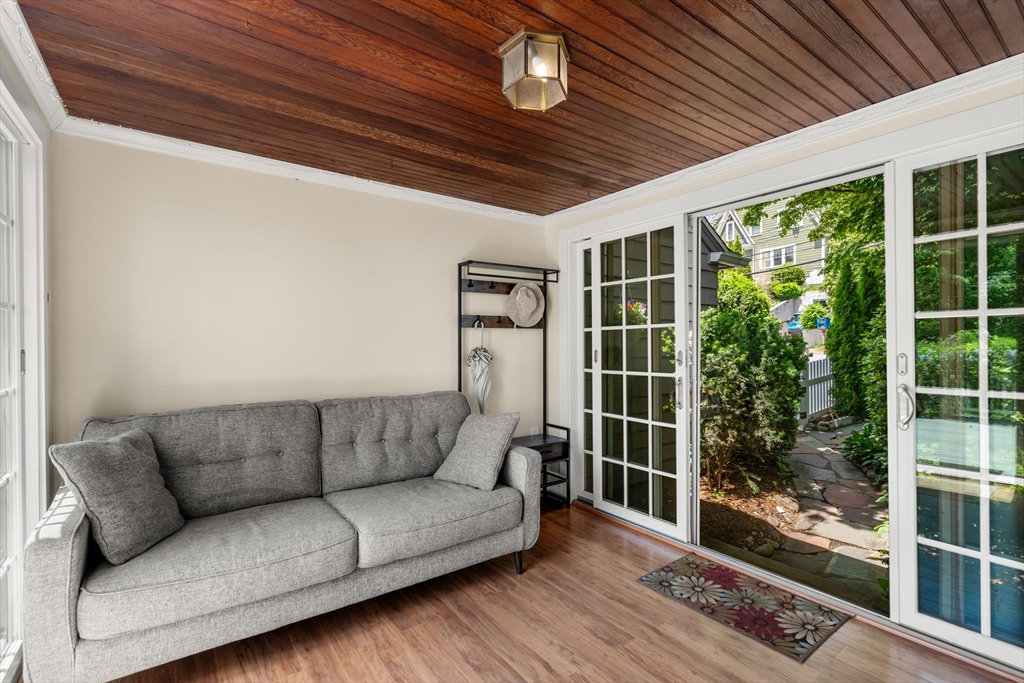 107 Stoneleigh Road Watertown, MA 02472 - Photo 15 of 42 a outdoor living space with furniture and garden view