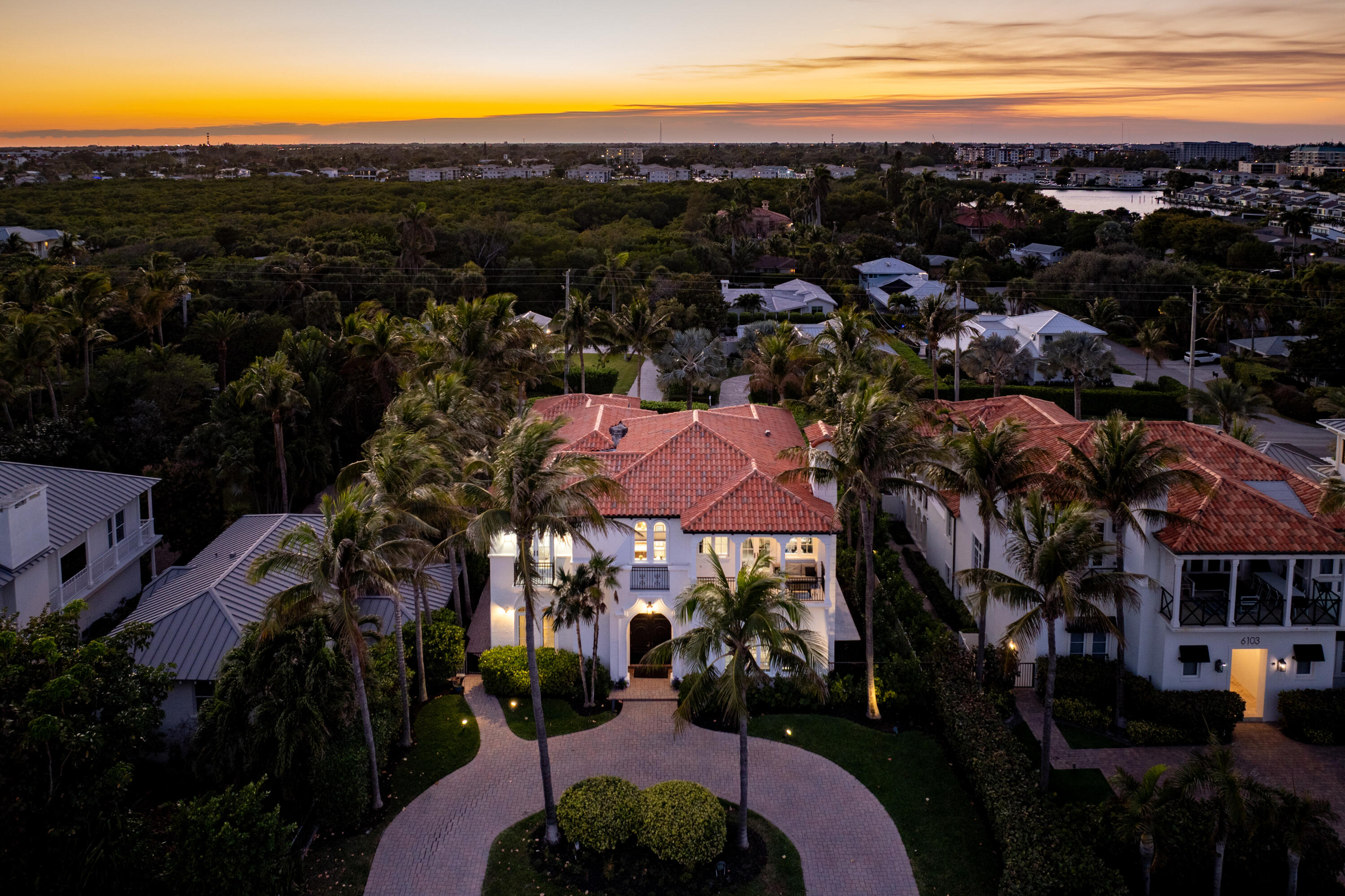 6102 North Ocean Boulevard Ocean Ridge, FL 33435 - Photo 11 of 86 Aerial Front Twilight
