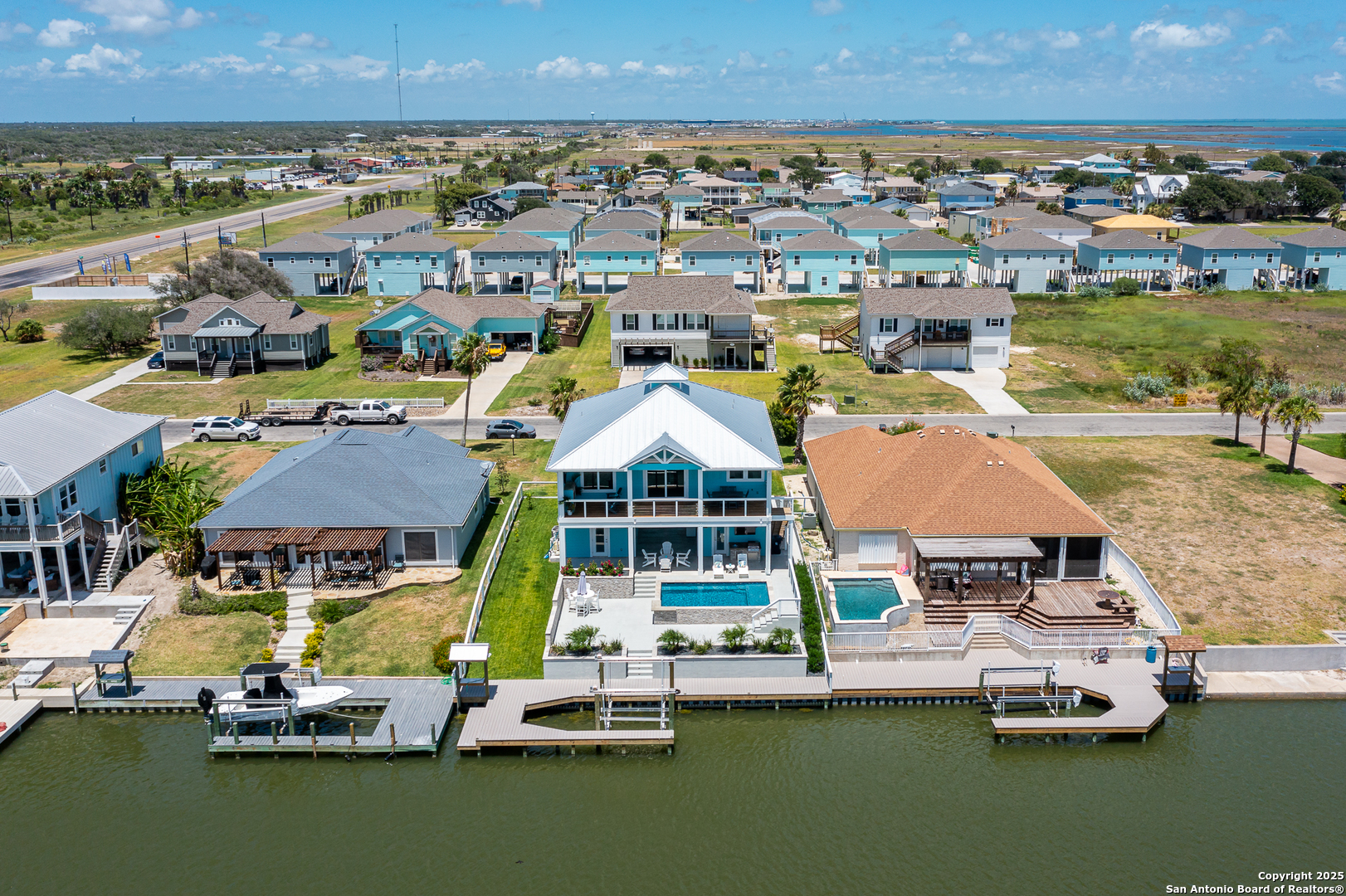 107 Windjammer Road Rockport, TX 78382 - Photo 51 of 52 an aerial view of a house with a ocean view
