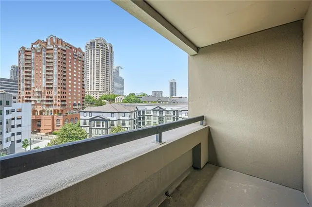 a view of balcony with city view