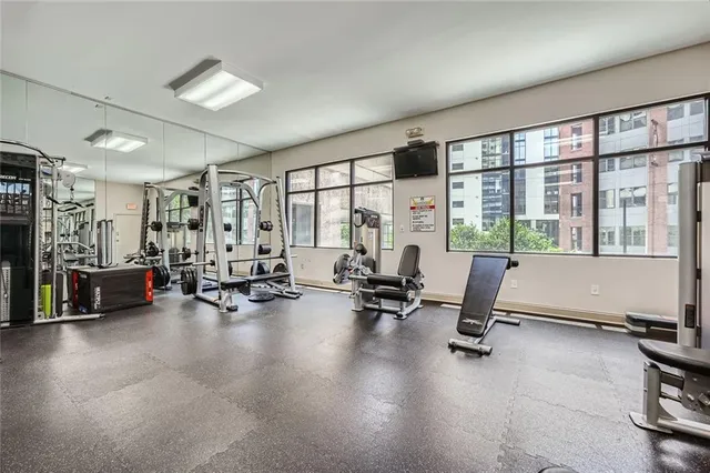 a view of a room with gym equipment