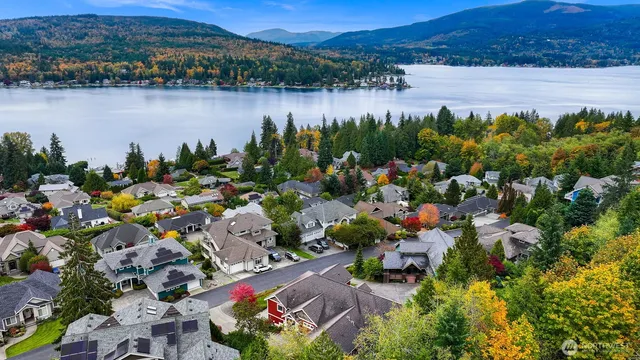 a view of lake and mountain