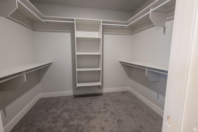 910 East Remington Road Cedar City, UT 84721 - Photo 24 of 29 Walk-in closet featuring built-in shelving, hanging rods, and grey carpet flooring