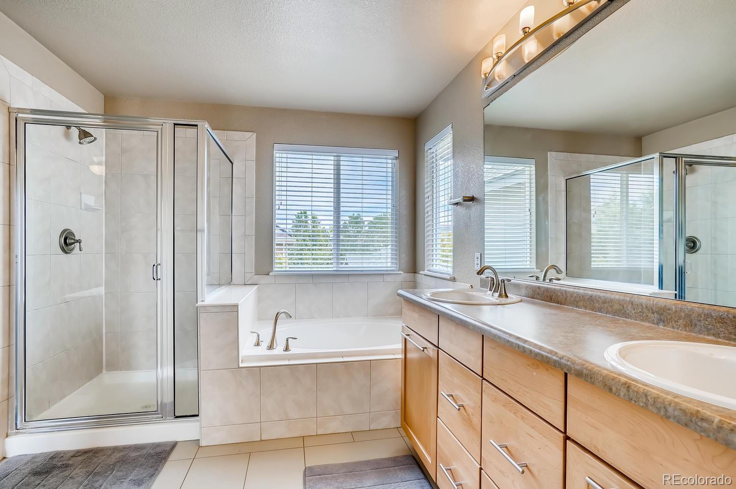 10750 Riverbrook Circle Highlands Ranch, CO 80126 - Photo 17 of 28 a bathroom with double vanity sinks and a shower