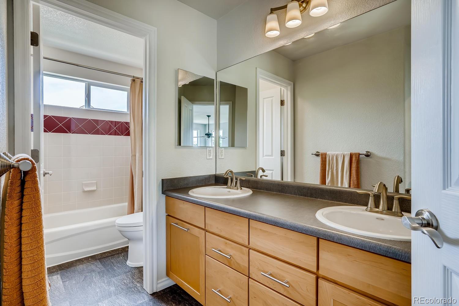 10750 Riverbrook Circle Highlands Ranch, CO 80126 - Photo 18 of 28 a bathroom with a tub sink and mirror