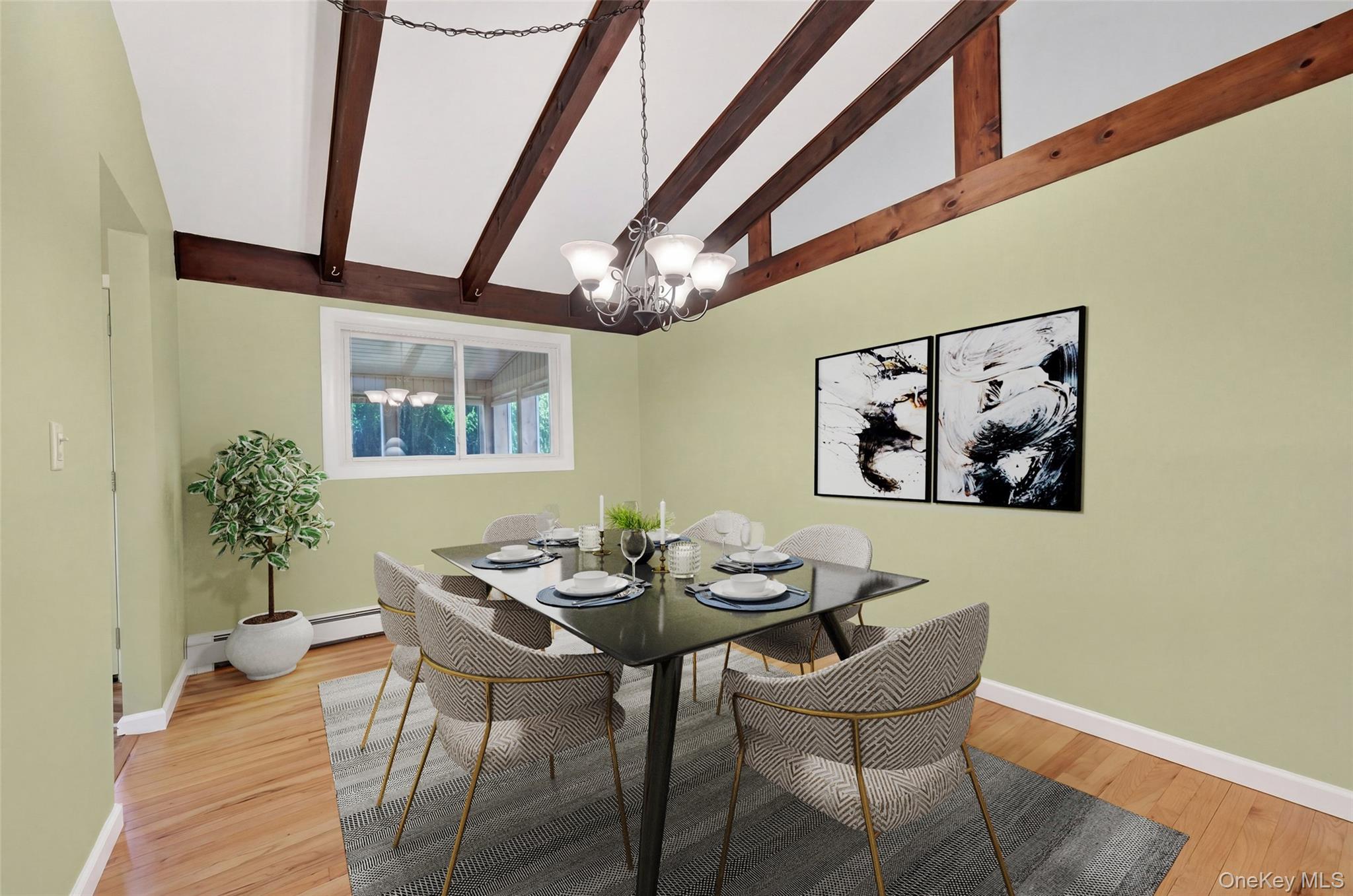 1 Rockledge Road Poughkeepsie, NY 12601 - Photo 7 of 36 Dining room featuring exposed wood beams, hardwood flooring