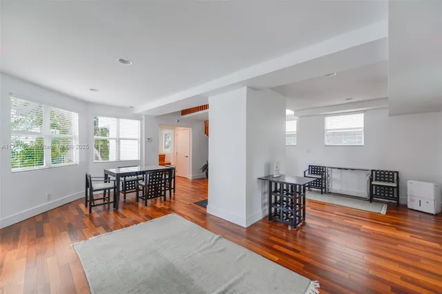 a view of a patio with a fountain
