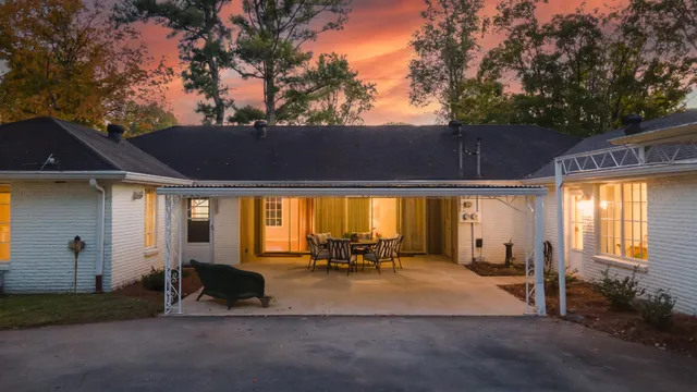 a view of outdoor space with seating area