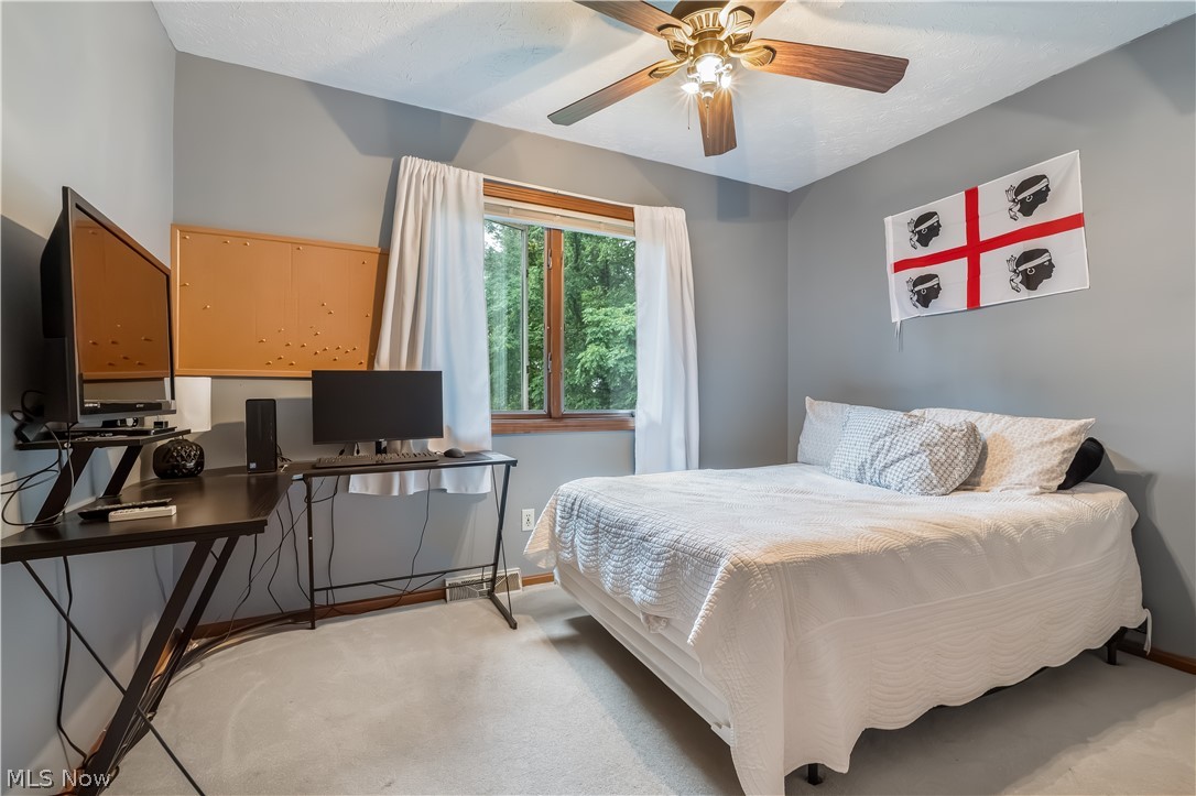 4922 South Ridge Road East Geneva, OH 44041 - Photo 16 of 46 Front-facing bedroom featuring great natural lighting, ceiling fan, and classic wood trim.