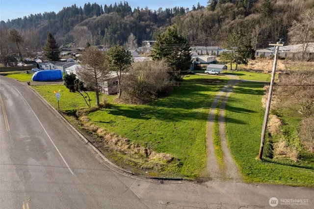 a view of a swimming pool with a garden