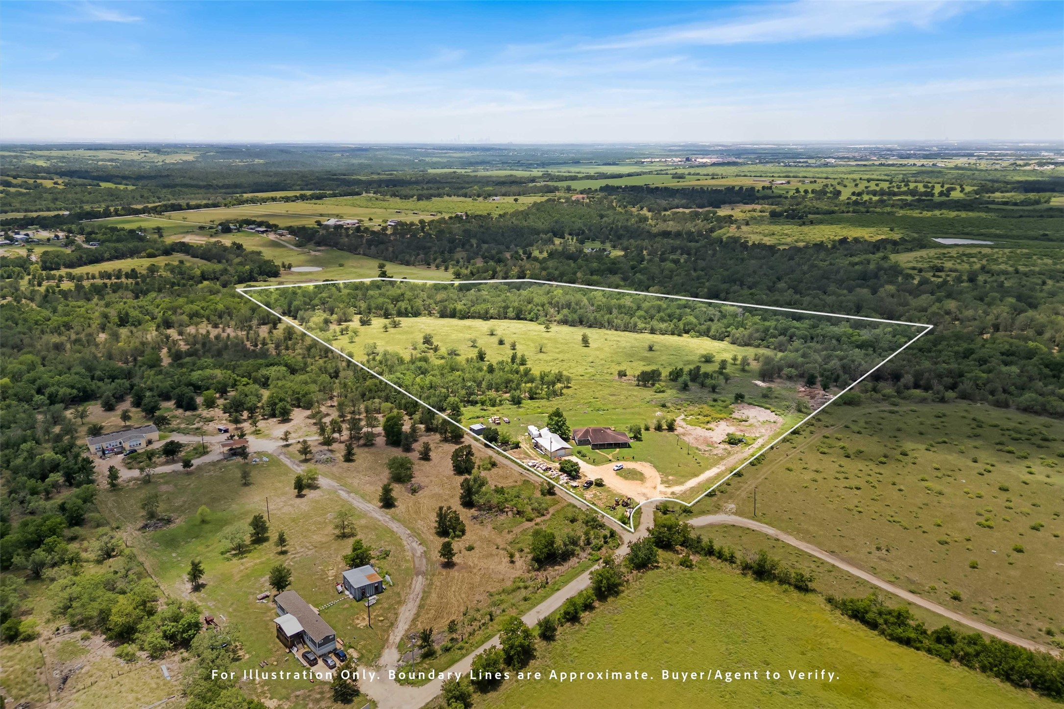 12212 Ballerstedt Road Elgin, TX 78621 - Photo 35 of 39 Overview of rural landscape with property parcel outlined